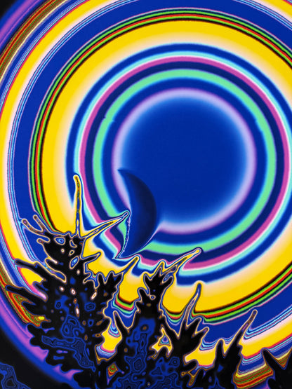 Detailed view of Crying Moon abstract artwork with vibrant concentric color patterns