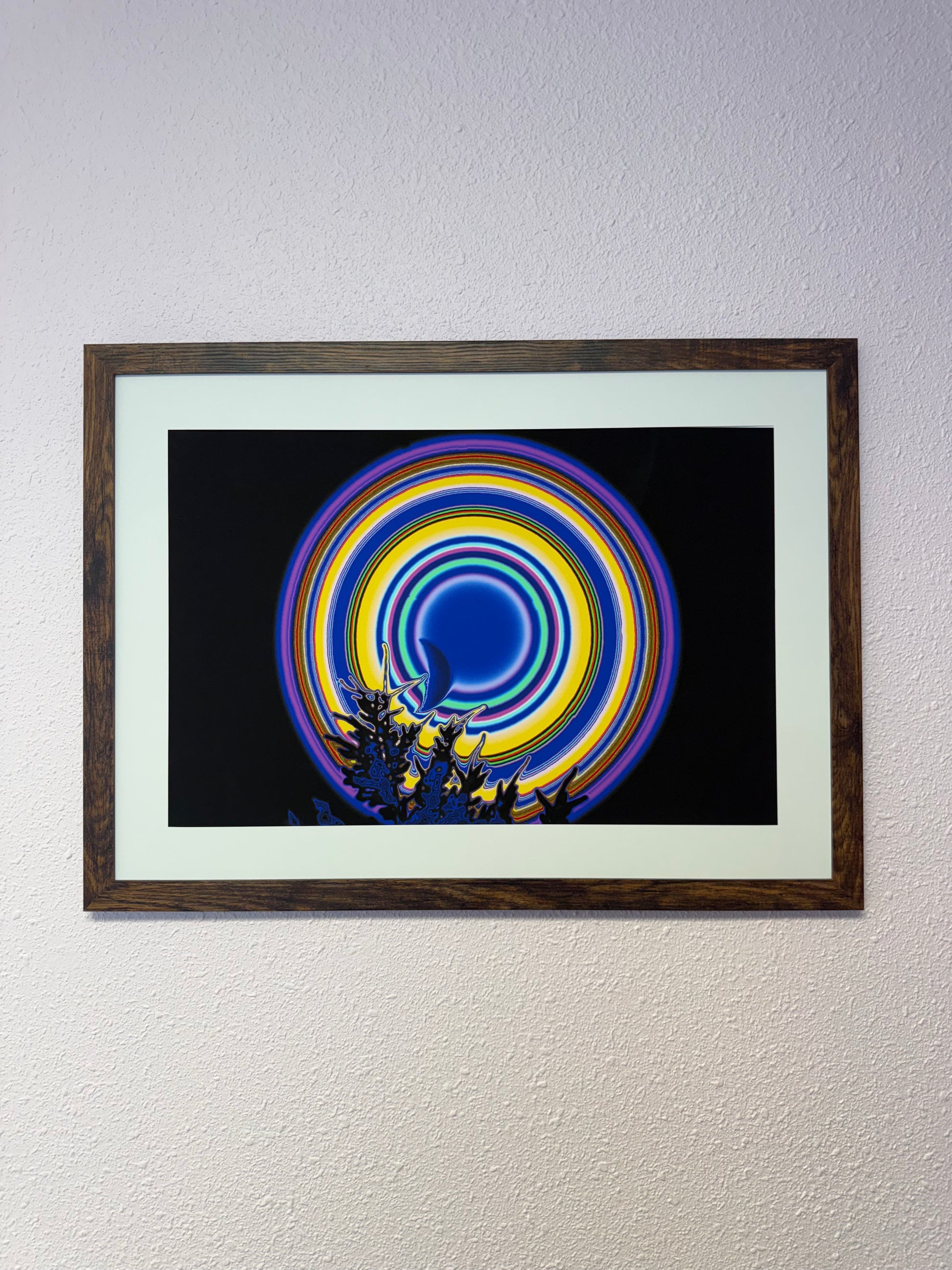 Crying Moon framed wall art by Offbeat displayed on a neutral interior wall
