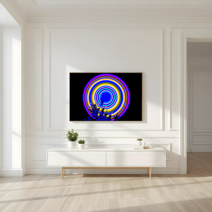 Crying Moon wall art by Offbeat displayed in a modern minimalist living room interior