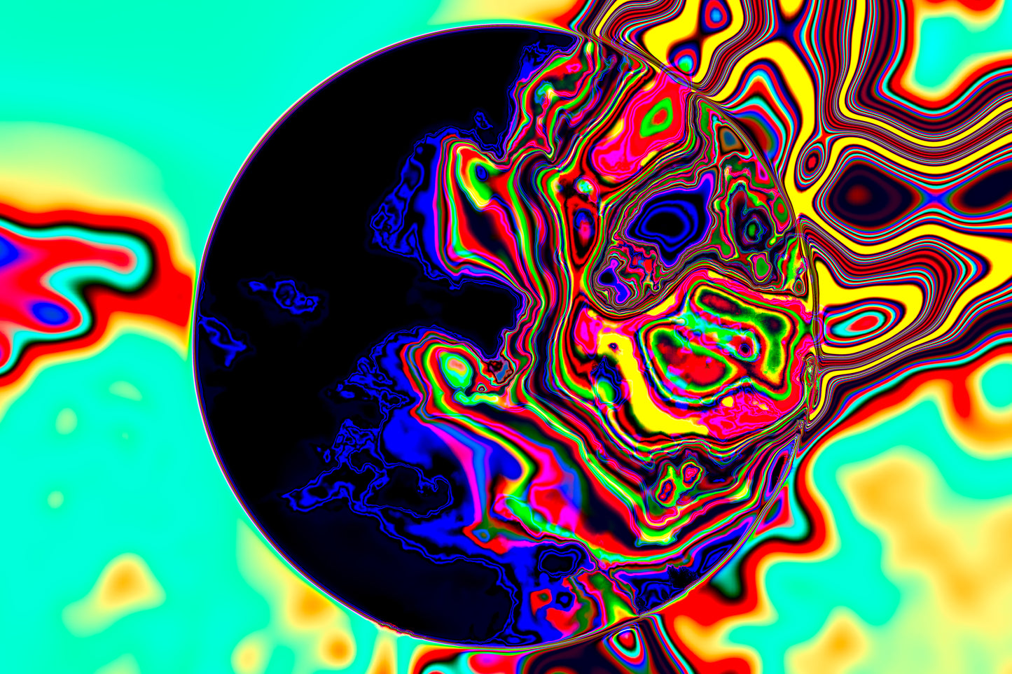 Colorful abstract circular wall art Sunshine Drip fine art print modern neon gradient artwork
