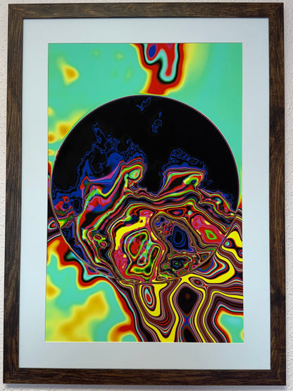 Sunshine Drip framed abstract artwork displayed in contemporary interior with warm lighting